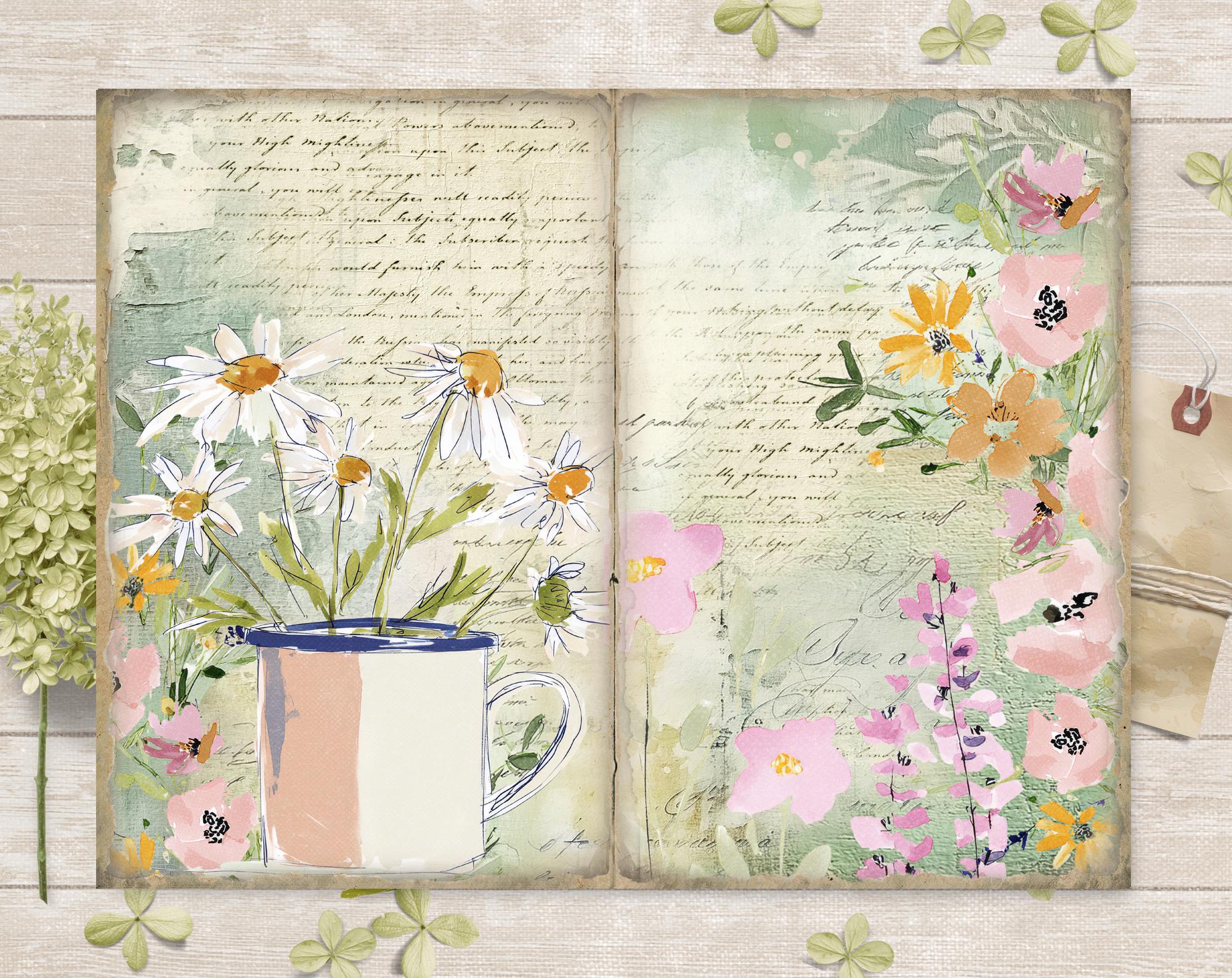 Tender Spring Junk Journal Pages Kit: Floral Scrapbook Papers (JPG) - Etsy