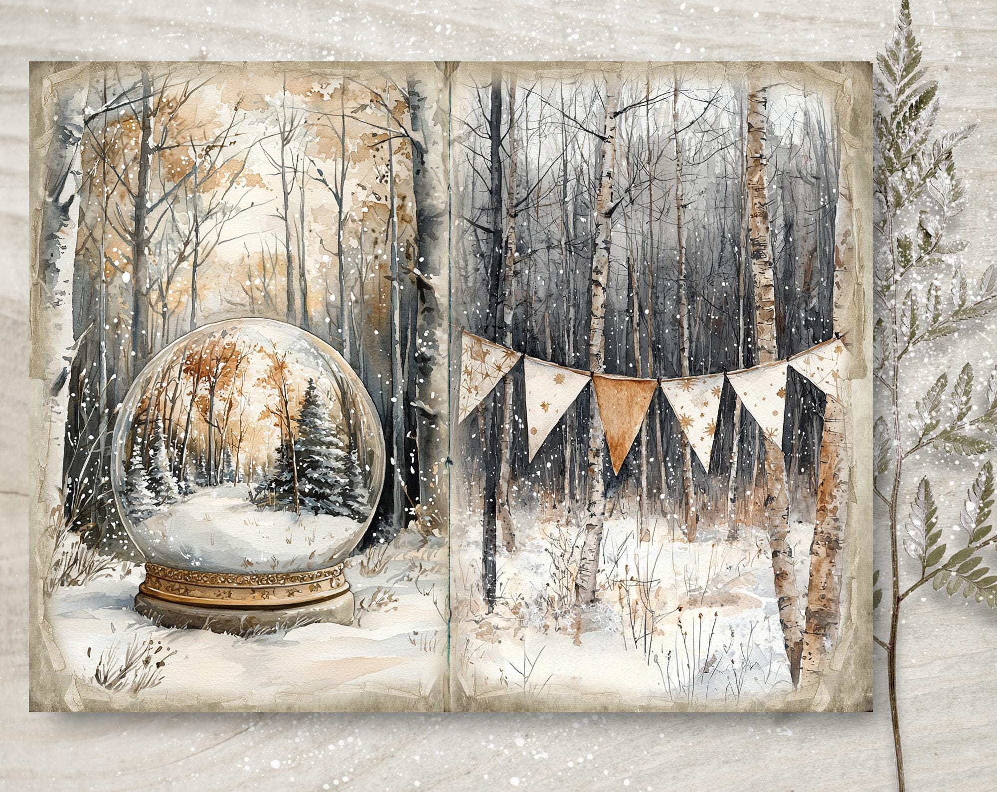 Forest Christmas Junk Journal Kit: Printable Scrapbook Pages (JPG, PDF ...
