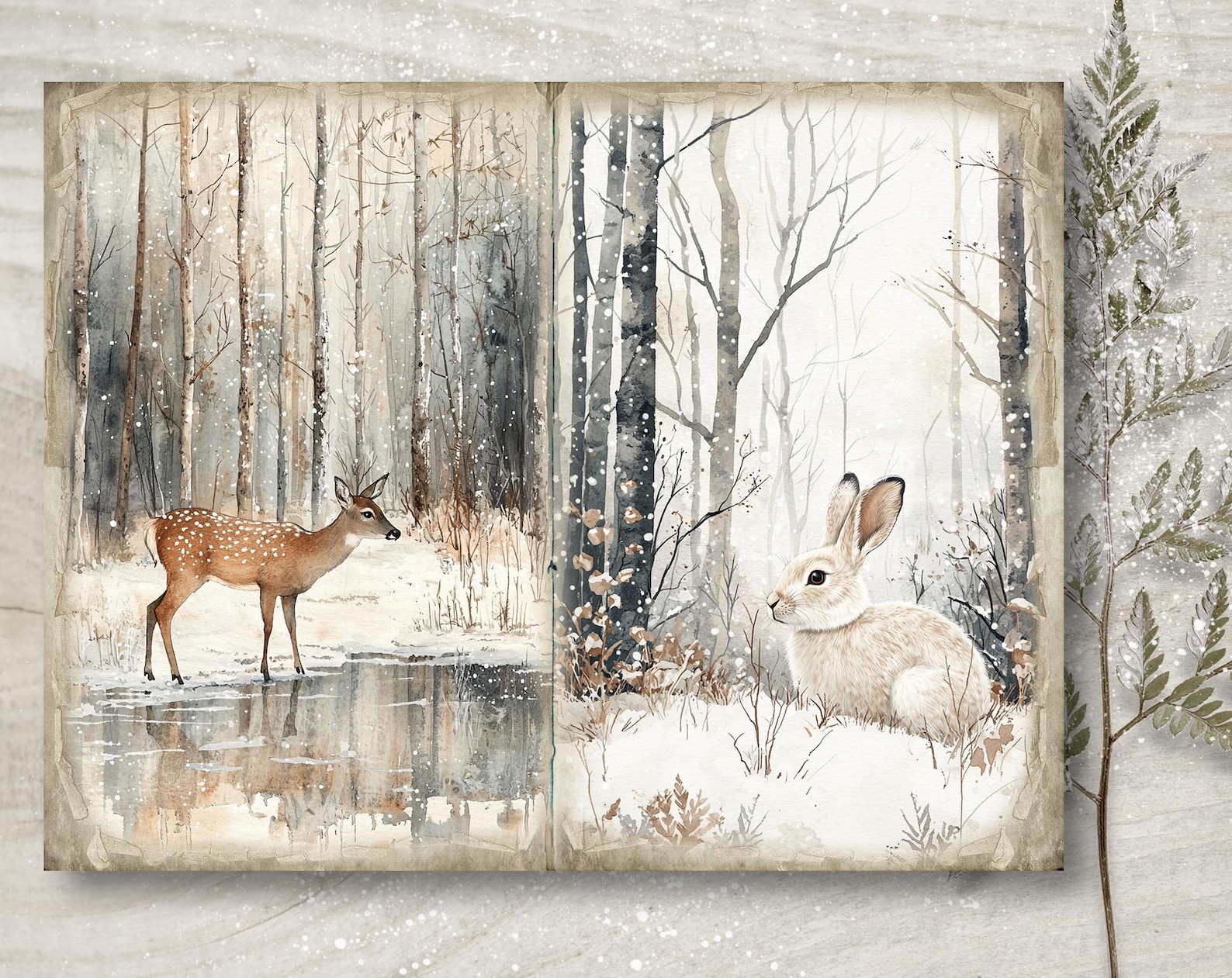Forest Christmas Junk Journal Kit: Printable Scrapbook Pages (PDF ...