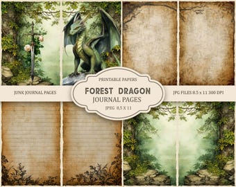 Forest Dragon Junk Journal Kit, Printable Ephemera Pages (Digital Download) Part 3