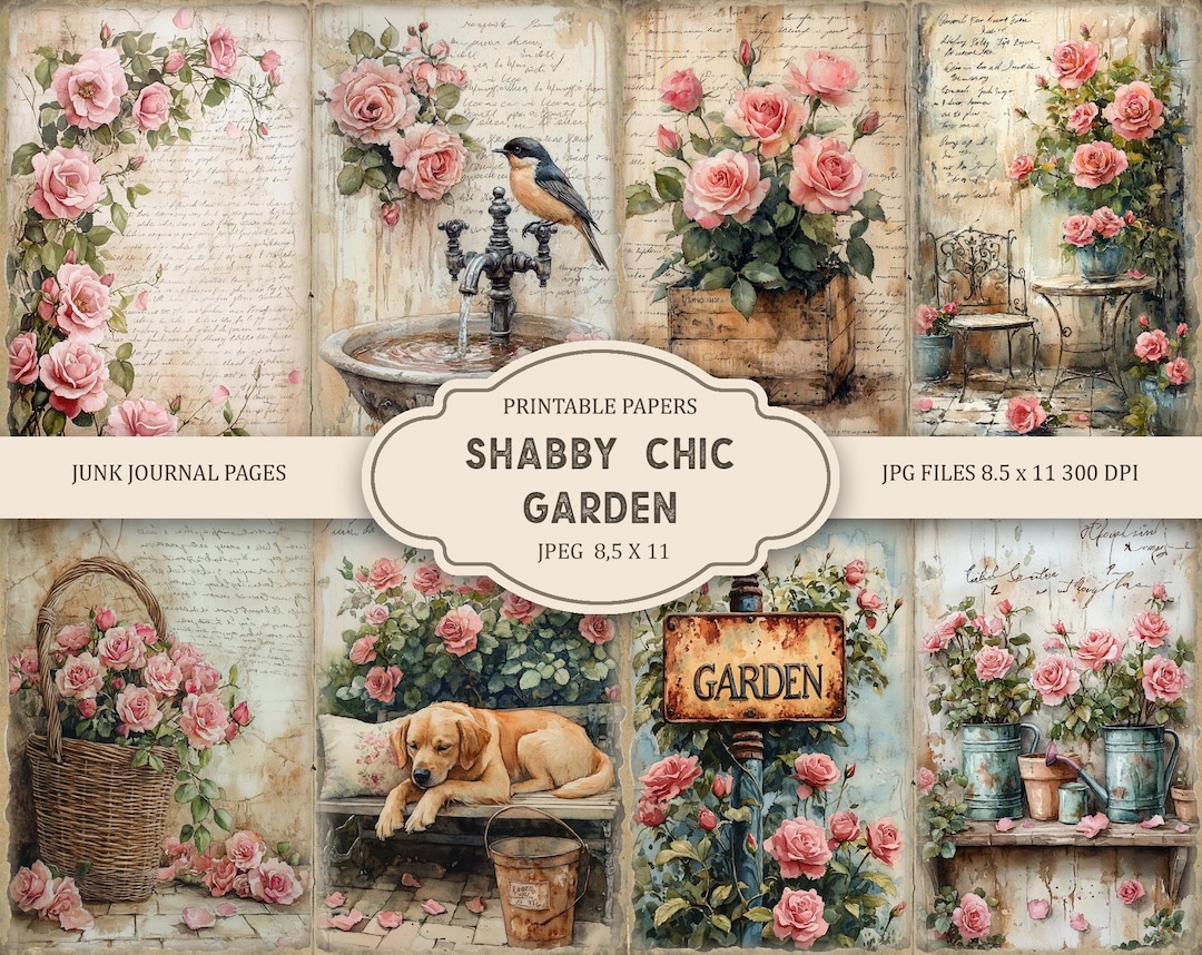 Shabby Chic Garden Junk Journal Pages, Spring Ephemera, Scrapbook ...