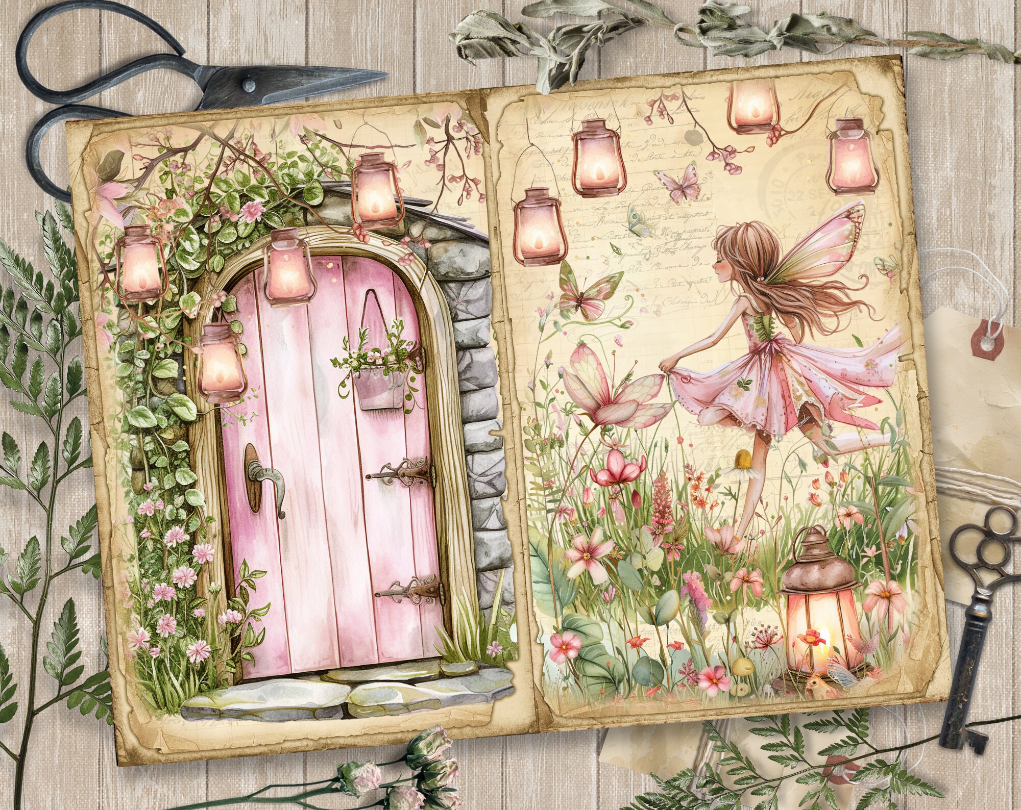 Fairy Garden Junk Journal Kit: Printable Scrapbook Pages, Fairies ...