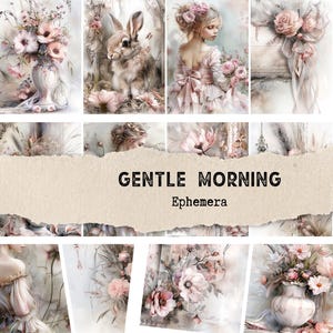 Kit de diario basura efímero de una mañana suave, álbum de recortes imprimible, papel imprimible, collage digital, descarga instantánea