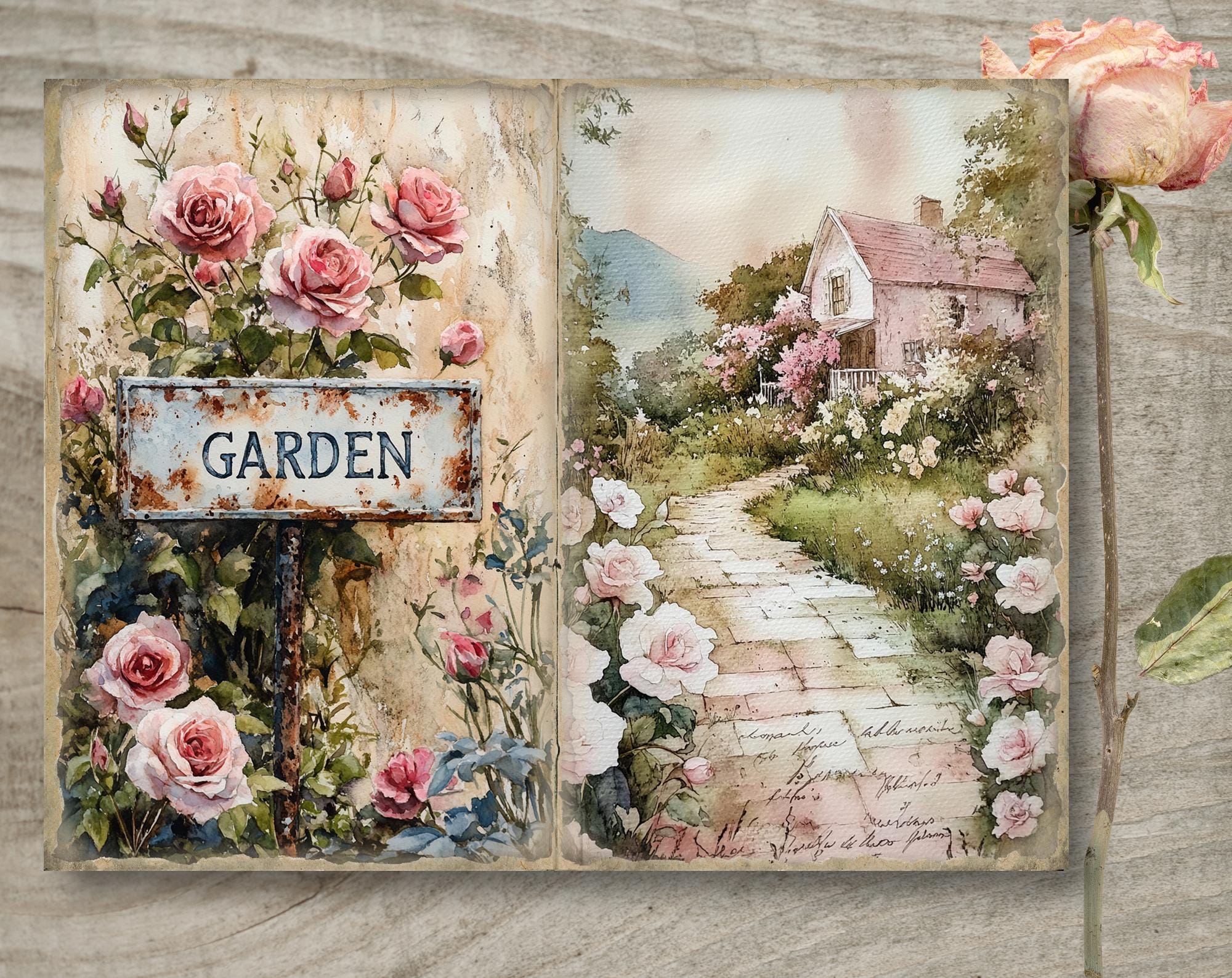 Shabby Chic Garden Junk Journal Pages, Spring Ephemera, Scrapbook ...