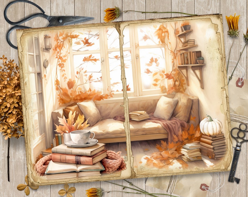 Bright Autumn Junk Journal Pages, Fall Ephemera, Scrapbook Printable ...
