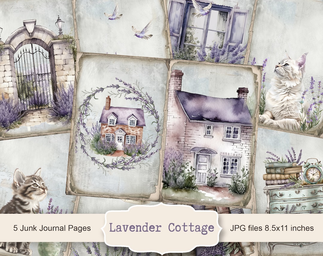 Lavender Cottage Junk Journal Pages, Spring Ephemera, Scrapbook ...