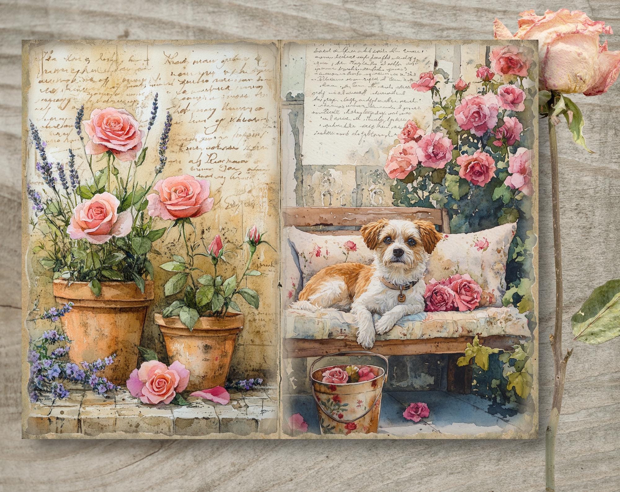 Shabby Chic Garden Junk Journal Pages, Spring Ephemera, Scrapbook ...