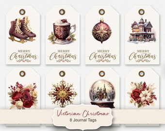 Victorian Christmas Journal Tags, Winter Journal Tags, Christmas Printable Tags, Christmas Journal Supplies, Gift Tags, Digital download