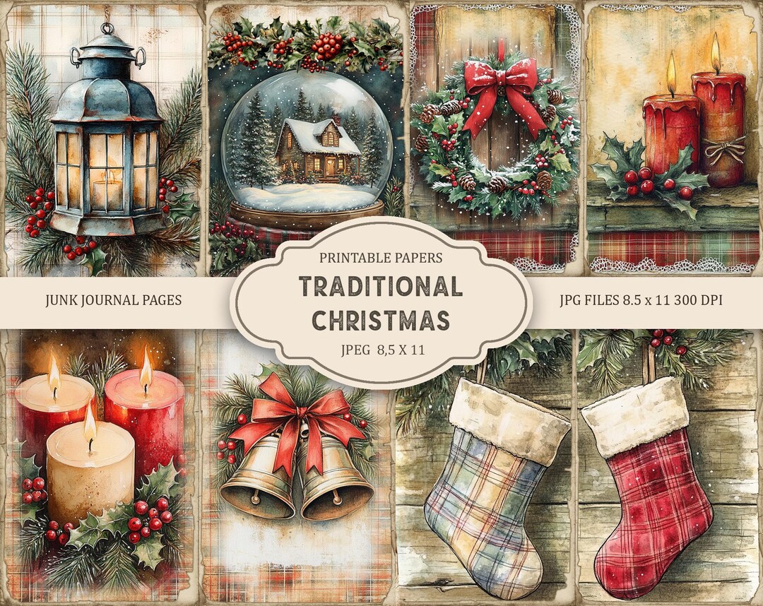 Traditional Christmas 2 Junk Journal Printable Pages, Junk Journal Kit ...