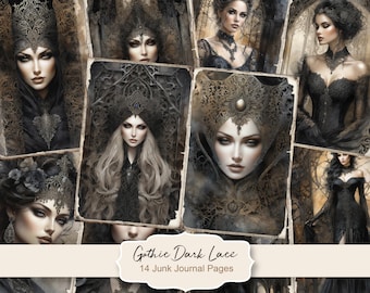 Gothic Dark Lace Junk Journal Pages, Gothic Digital Paper for Scrapbooking, Gothic Digital Paper, Gothic Journal Pages, Gothic Pages JPG