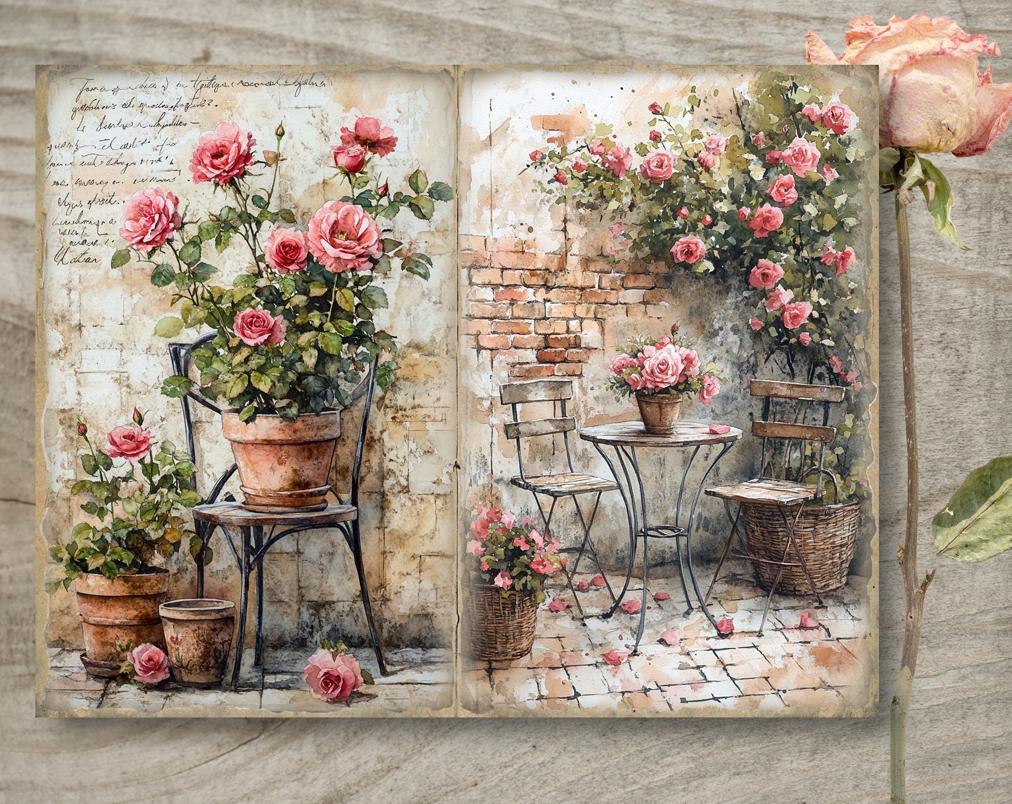 Shabby Chic Garden Junk Journal Pages, Spring Ephemera, Scrapbook ...