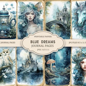 Blue Dreams 1 Junk Journal Printable Pages, Junk Journal Kit, Scrapbook Printable, Printable Paper, Digital Collage, Instant Download
