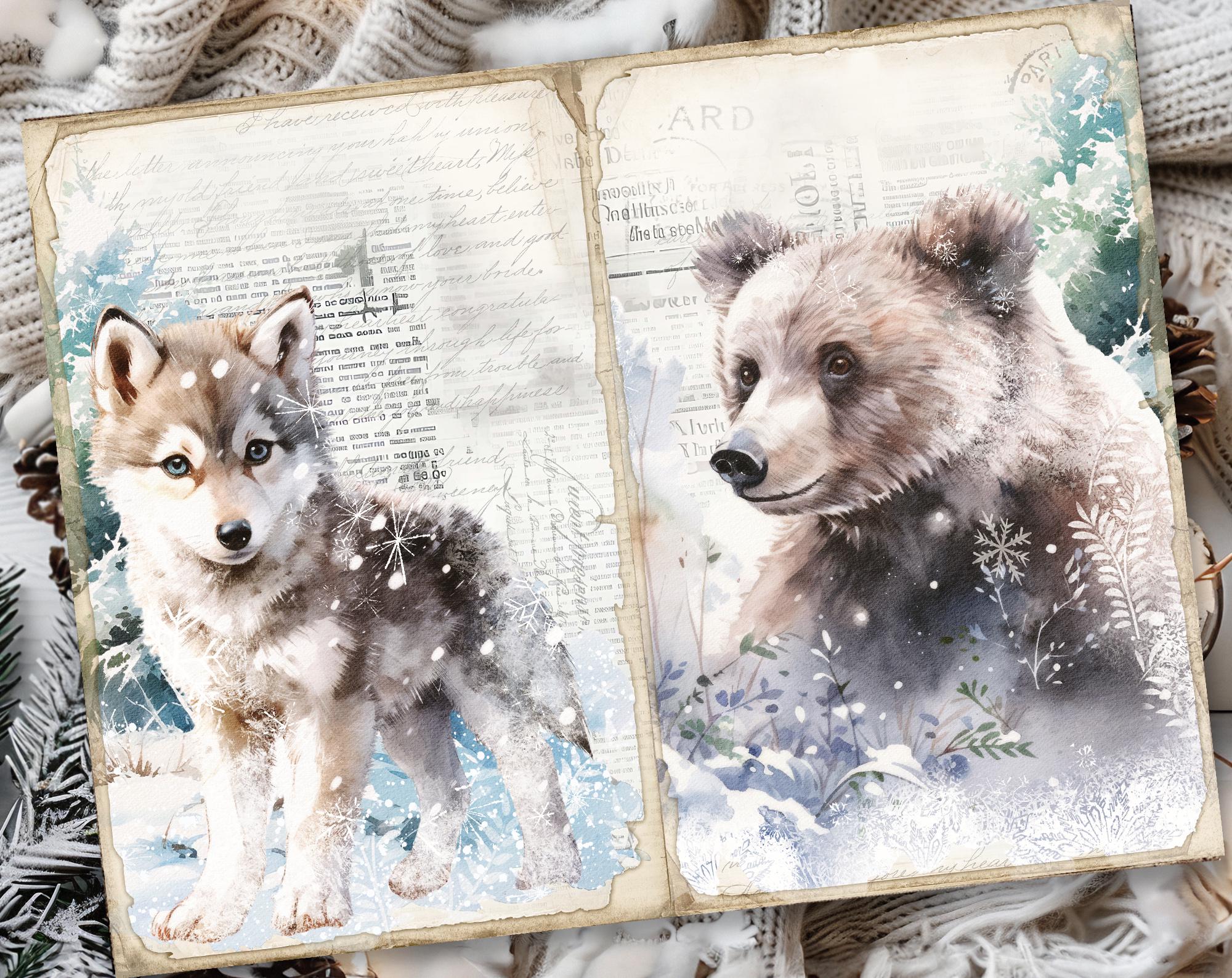 Snow Animals Junk Journal Printable Pages, Junk Journal Kit, Scrapbook ...