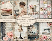 Nostalgic Sewing Junk Journal Kit: Printable Scrapbook Pages,  Sewing Machine Ephemera (PDF), Part 1