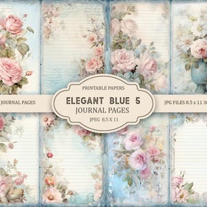 Elegant blue Junk Journal Kit: Printable Scrapbook Pages (PDF), Part 5