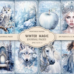 Winter Magic 1 Junk Journal Printable Pages, Junk Journal Kit, Scrapbook, Printable Paper, Digital Collage, Instant Download