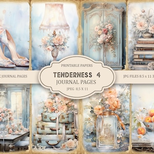 Tenderness 4 Junk Journal Pagine stampabili, Kit Junk Journal, Album di ritagli stampabile, Carta stampabile, Collage digitale, Download immediato