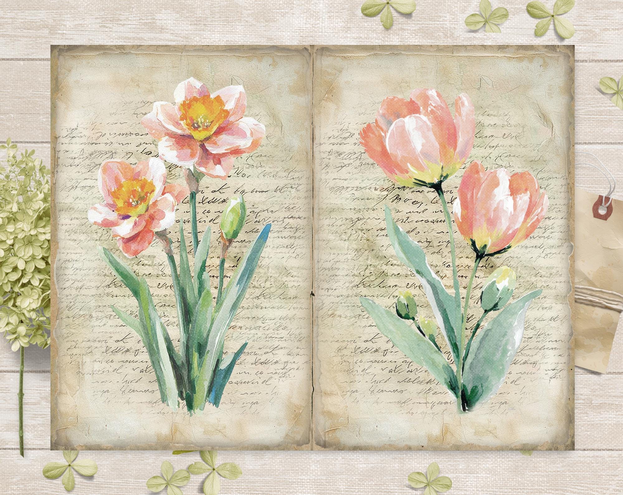 Spring Flowers Junk Journal Pages Kit: Printable Garden Scrapbook ...