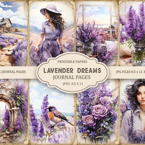 Lavendel Träume, Junk Journal Kit, Scrapbook zum Ausdrucken, Printable Paper, Digital Collage, Instant Download