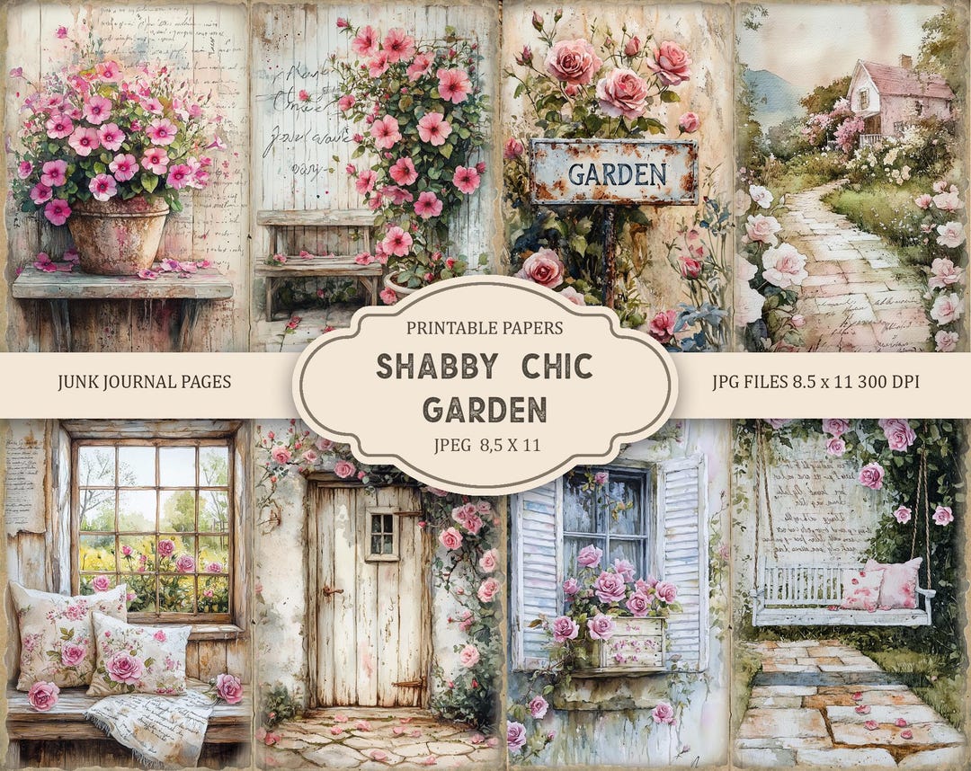Shabby Chic Garden Junk Journal Pages, Spring Ephemera, Scrapbook ...