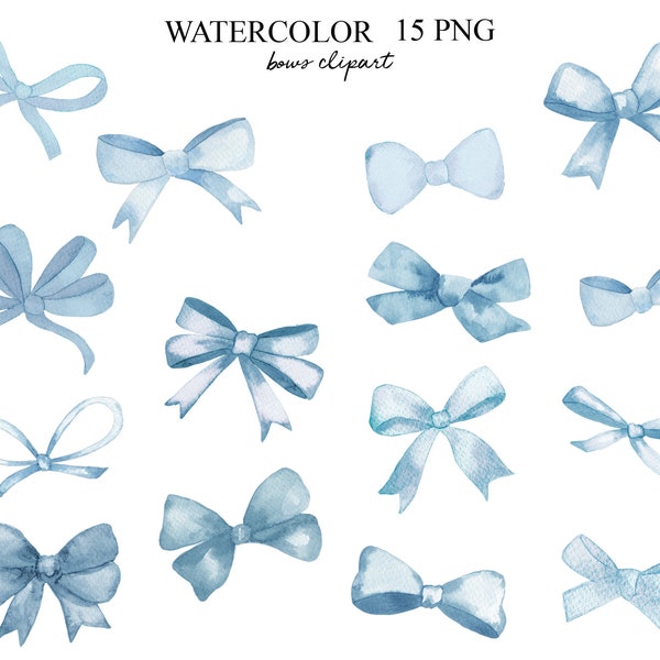 Watercolor Bows Clipart, Bow Clipart, Fashion Clipart, Birthday Party Clipart, Planner Clipart, Digital Download, Sublimation Graphics PNG