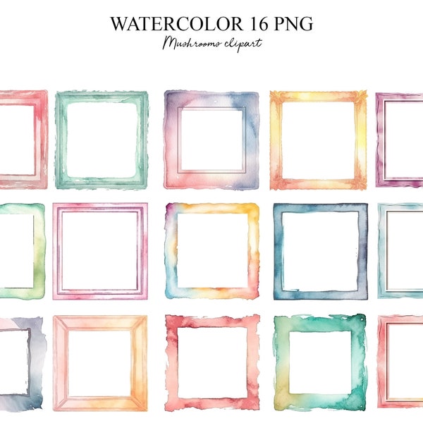 Watercolor Clipart Frames, Borders Clipart, Pastel Frames, Photo Frames, Birthday Frames, Gift Frames, Frames social networks, PNG Frames