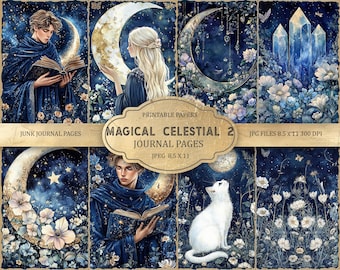 Magical Celestial Junk Journal Kit: Druckbare Scrapbook Seiten JPC, PDF, Teil 2
