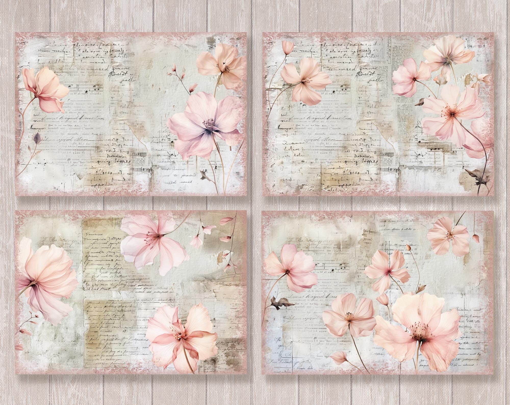 Pink Infinity Printable Paper Pack, Embossed Paper for Junk Journals ...