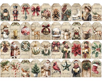 Christmas Tags Printable,  Victorian Ephemera Labels (Digital Download)