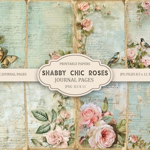 Shabby Chic 2 pages de journal indésirable, éphémères du printemps, album à imprimer, papier imprimable, collage numérique, pages de printemps, collage numérique