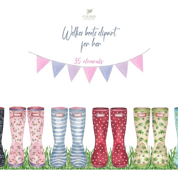 Personalized clipart, Wellies boots clipart for her, Wellington Boot clipart, Rain boots clipart, Family Wellies Clipart PNG, Wedding