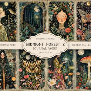 Midnight Forest Schmetterlinge 2. Junk Journal Seiten, Frühling Ephemera, Scrapbook druckbar, bedruckbares Papier, digitale Collage, Frühlingsseiten,
