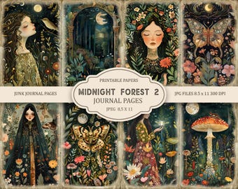 Midnight Forest Butterflies 2. Junk Journal Pages, Spring Ephemera, Scrapbook printable, Printable Paper, Digital Collage, Spring Pages,