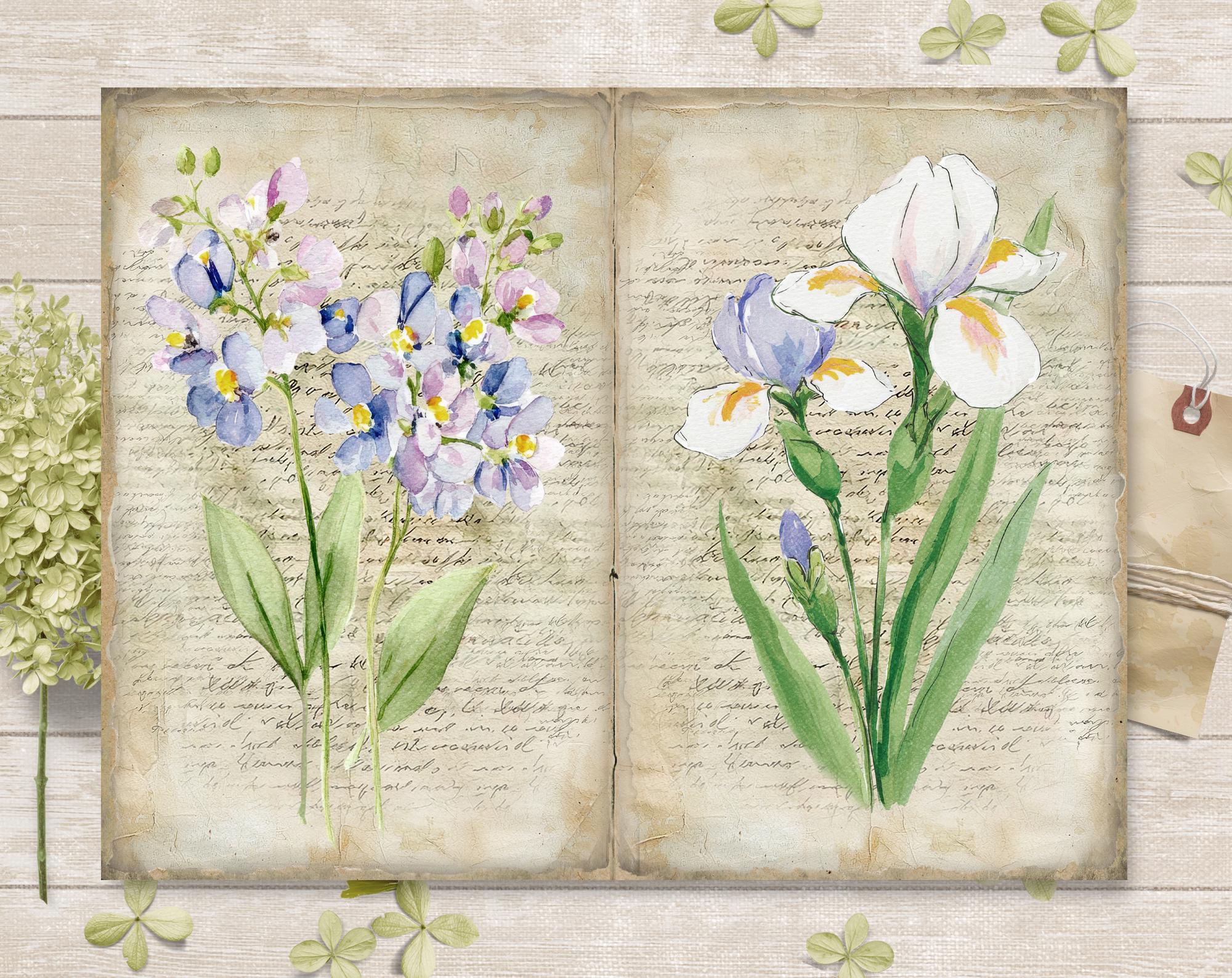 Spring Flowers Junk Journal Kit: Printable Garden Scrapbook Pages (JPG ...