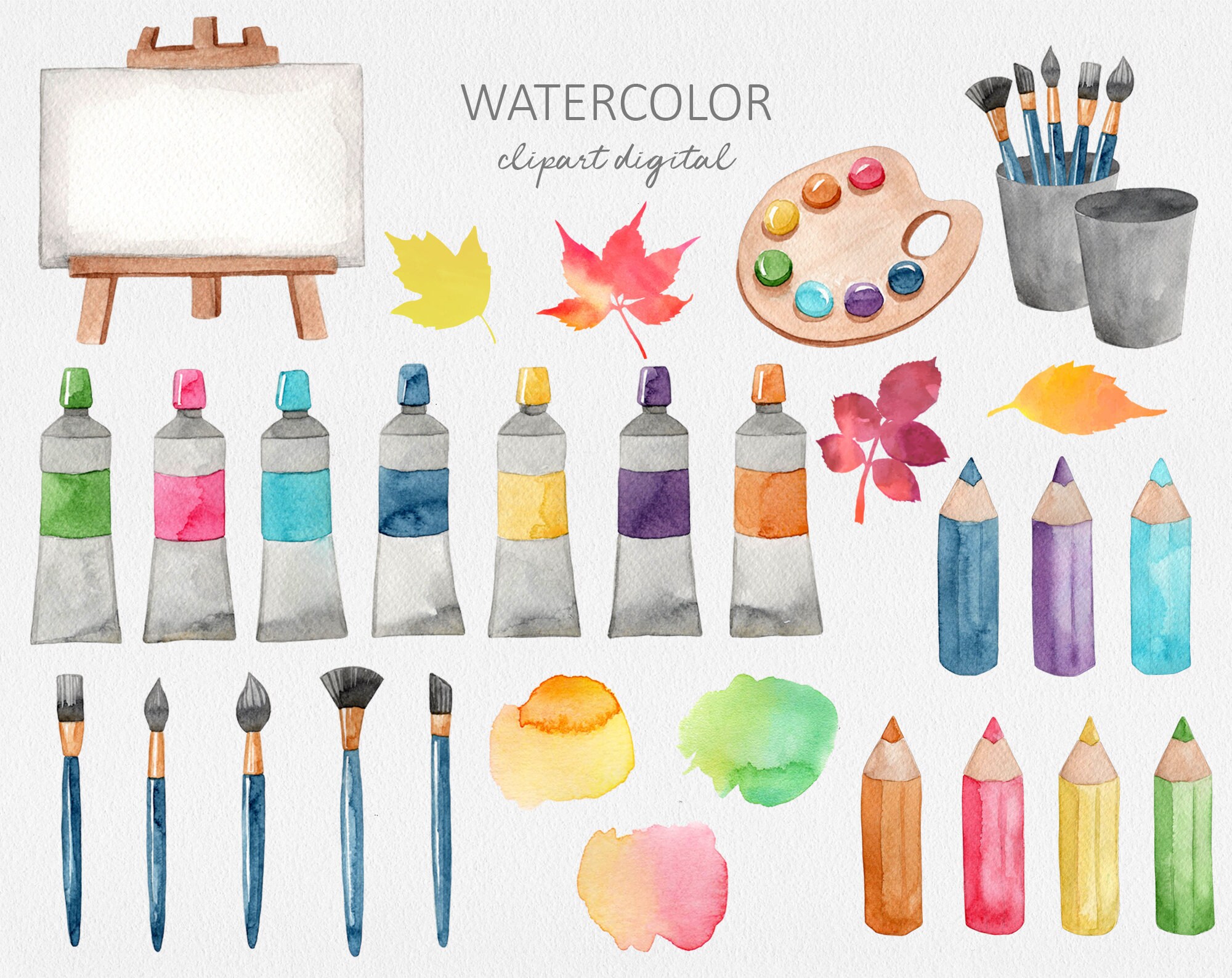 Watercolor Artist Clipart Paint Brush Clipart Back to School - Etsy