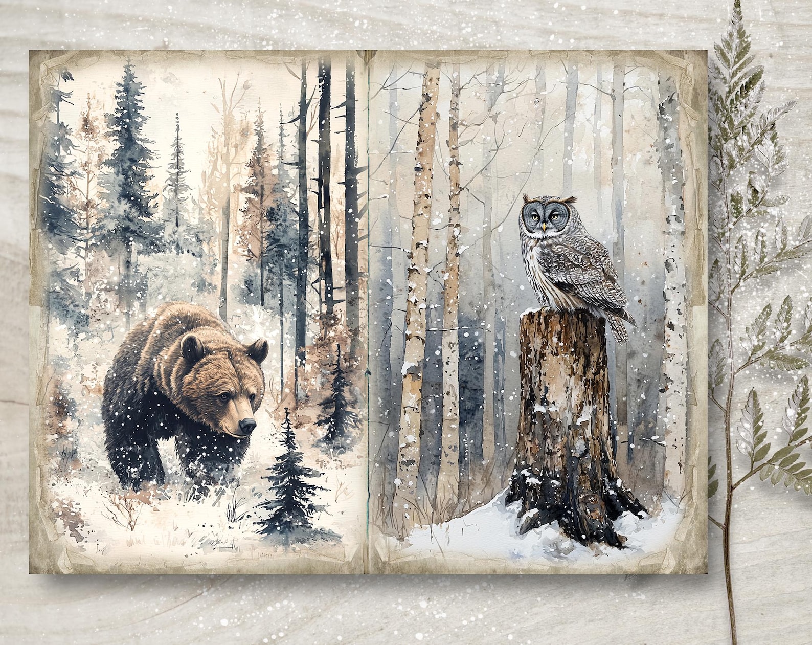 Forest Christmas Junk Journal Kit: Printable Scrapbook Pages (PDF ...
