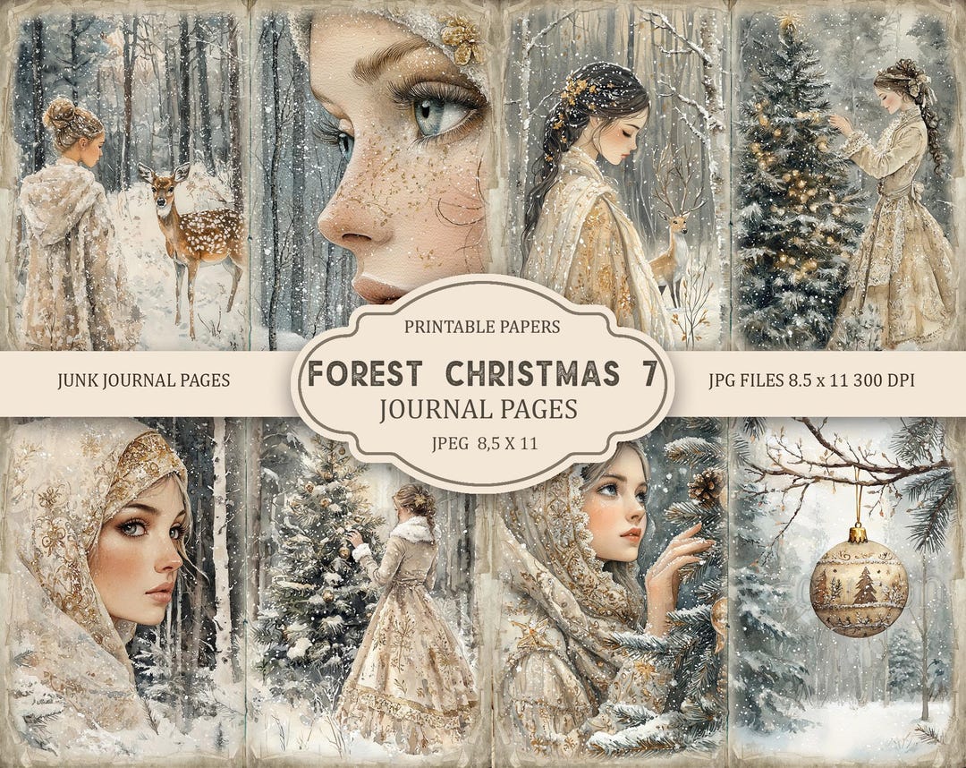 Forest Christmas Junk Journal Kit: Printable Scrapbook Pages (JPG, PDF ...