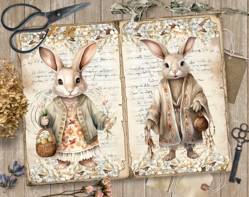 Boho Easter 5 Junk Journal Digital Pages, Easter Paper Scrapbooking ...