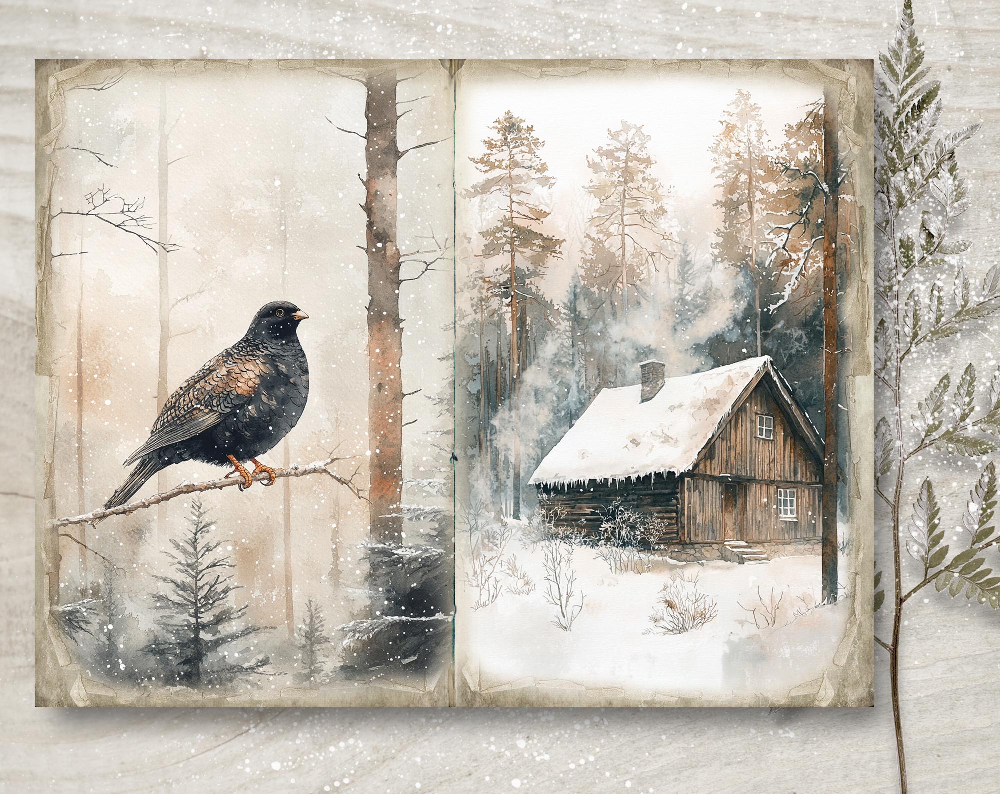 Forest Christmas Junk Journal Kit: Printable Scrapbook Pages (JPG, PDF ...