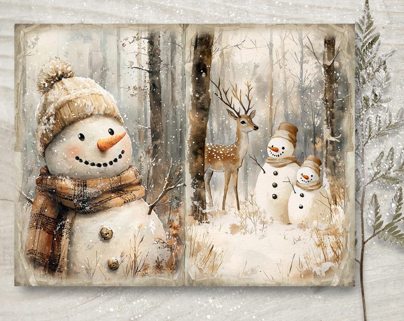 Forest Christmas Junk Journal Kit: Printable Scrapbook Pages (JPG, PDF ...