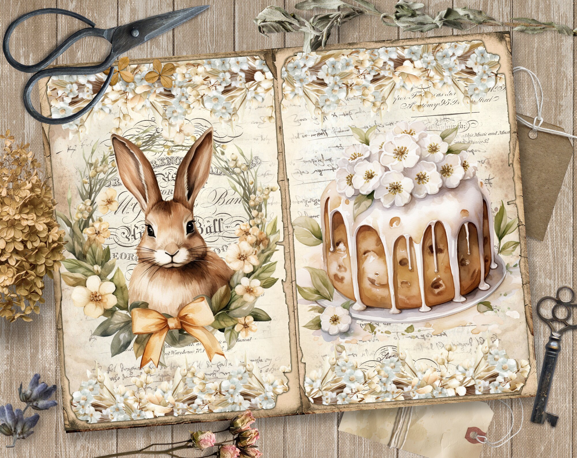 Boho Easter 5 Junk Journal Digital Pages, Easter Paper Scrapbooking ...