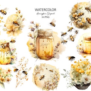 Honingbij clipart, honing, lentetuin, bloemen, scrapbooking, digitaal papier maken, digitale planner