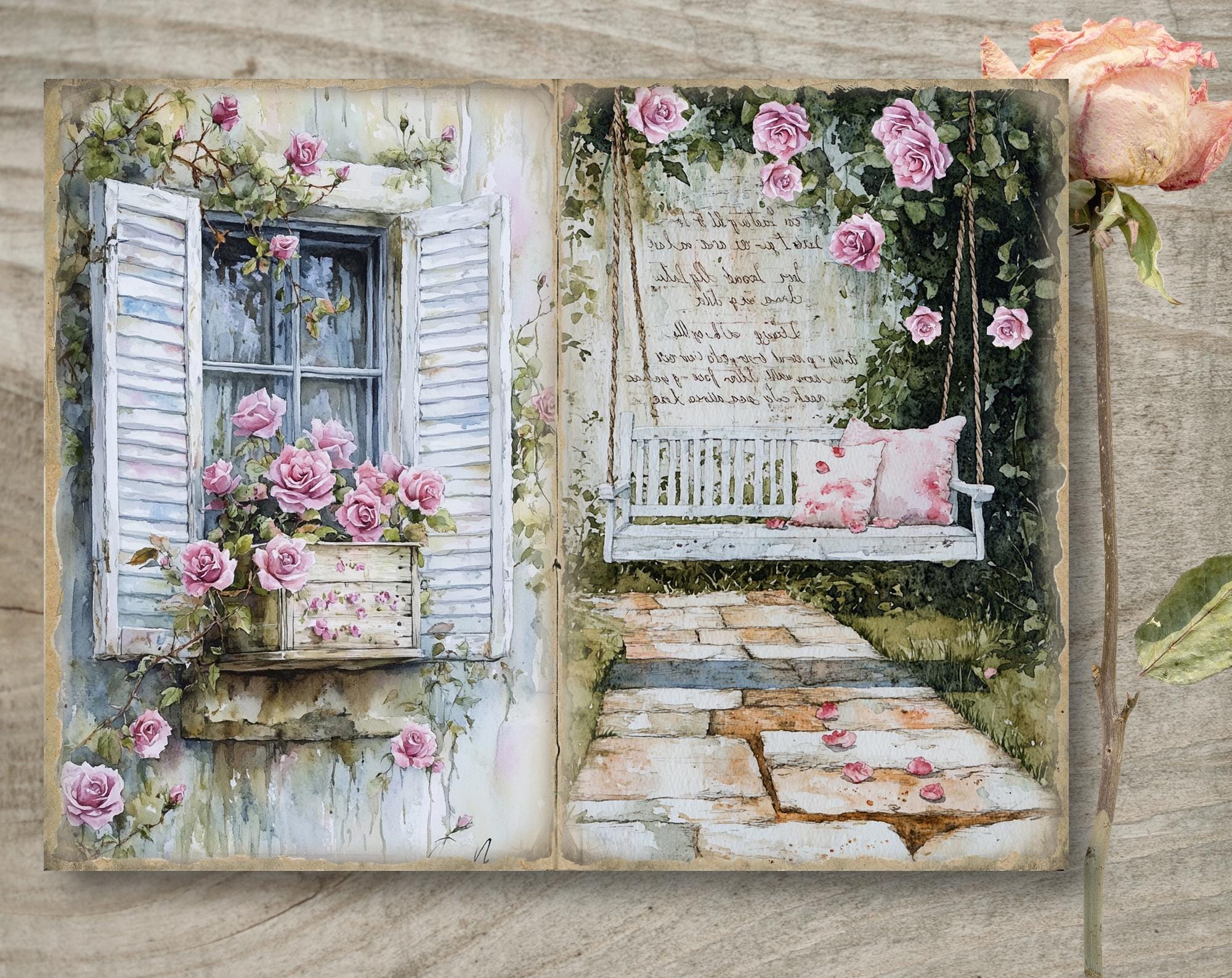 Shabby Chic Garden Junk Journal Pages, Spring Ephemera, Scrapbook ...