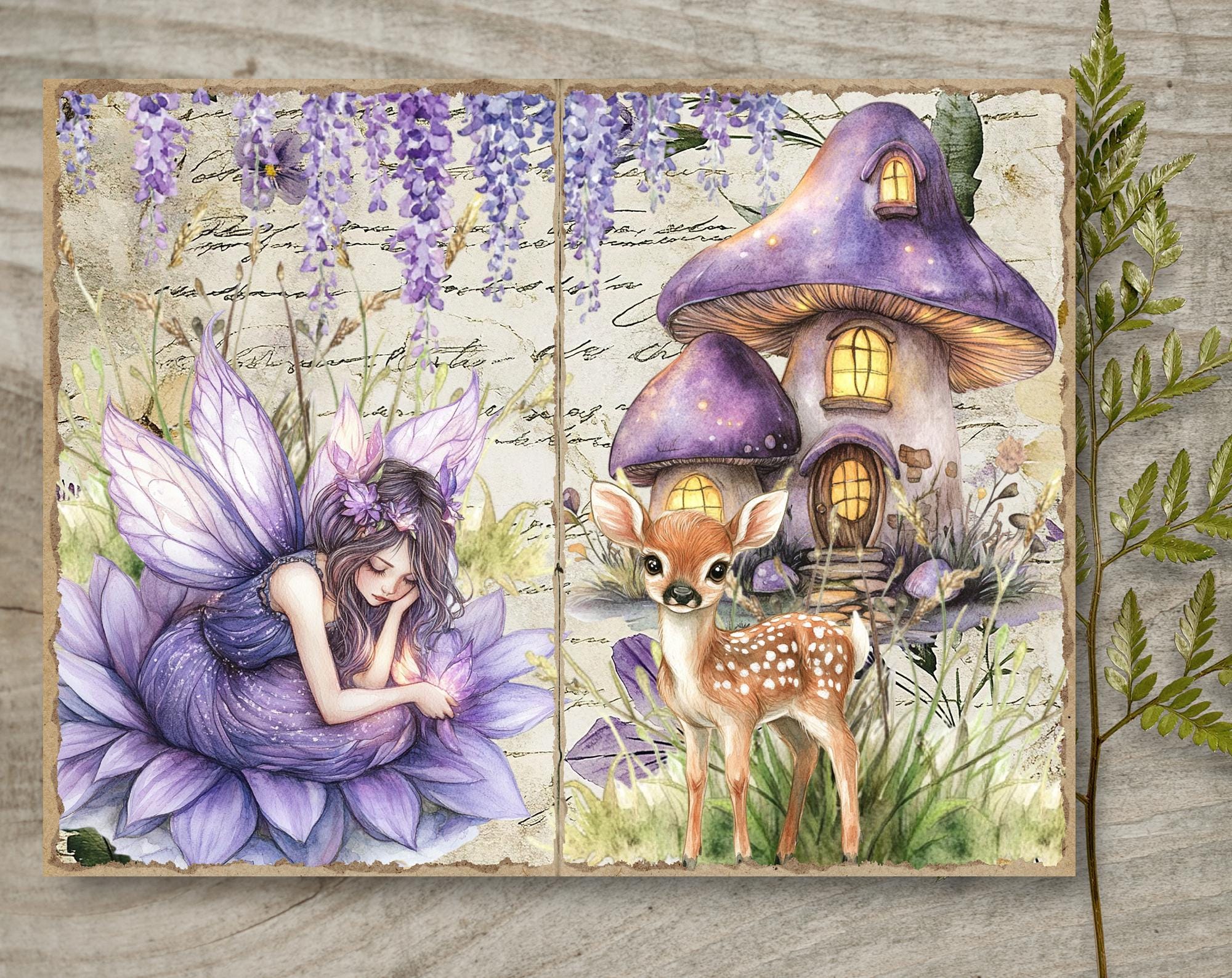 Purple Fairies 1 Junk Journal Pages, Spring Ephemera, Scrapbook ...