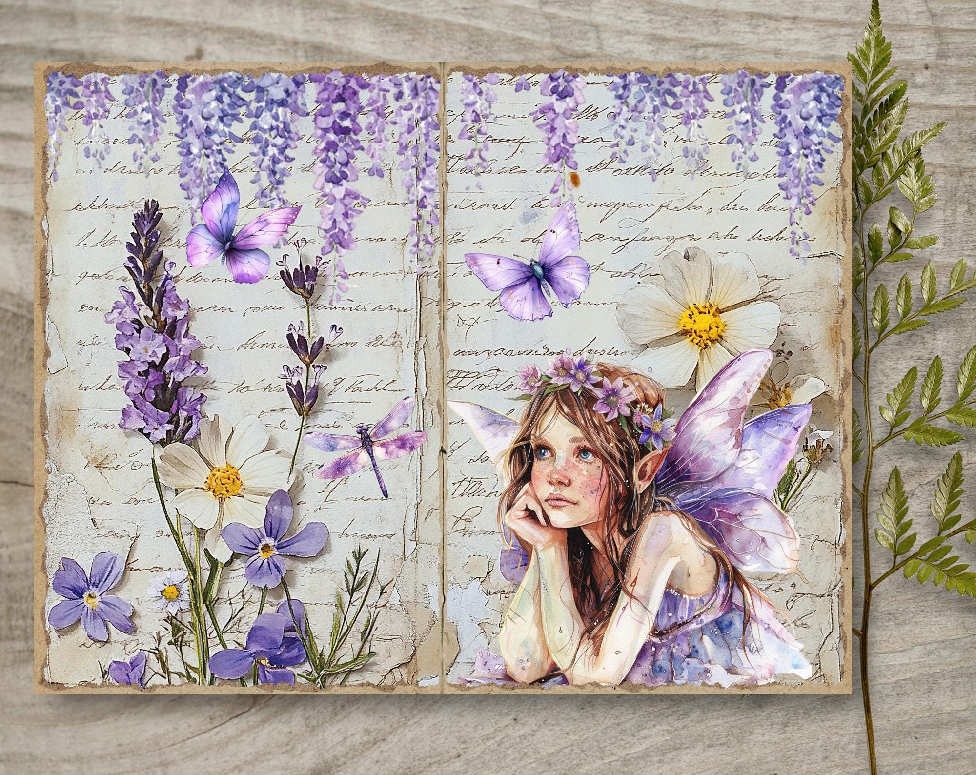 Purple Fairies 1 Junk Journal Pages, Spring Ephemera, Scrapbook ...