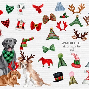 Clipart Accesorios Navidad, Clipart Navidad Invierno, Disfraz Perro Navidad Año Nuevo, Accesorios Decoración para Perros, Gatos, Mascotas,
