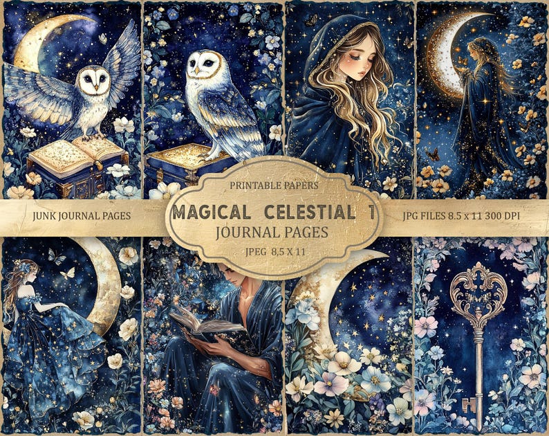 Magical Celestial Junk Journal Kit: Printable Scrapbook Pages JPC, PDF ...