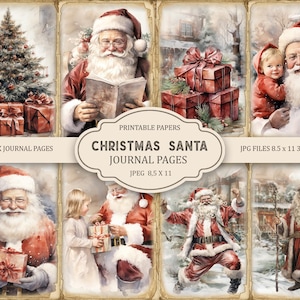 Christmas Santa Junk Journal Pages, Ephemera, Scrapbook printable, Printable Paper, Digital Collage, Christmas Pages, Digital Collage