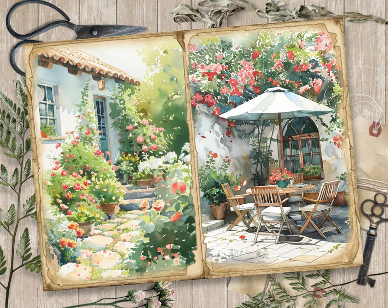 Cottage Garden, Junk Journal Pages, Spring Ephemera, Scrapbook ...