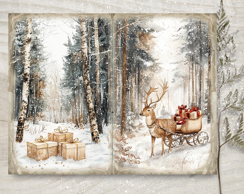 Forest Christmas Junk Journal Kit: Printable Scrapbook Pages (JPG, PDF ...